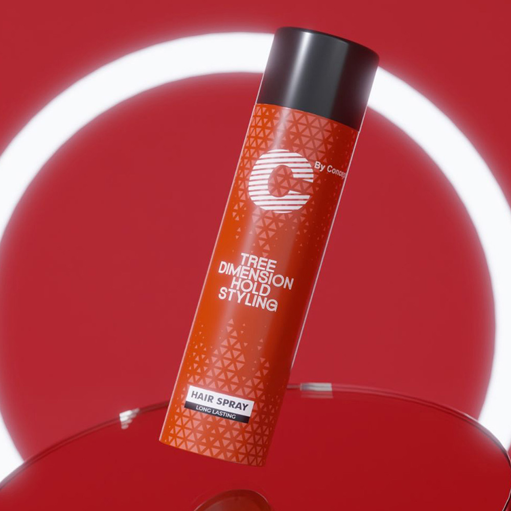 Red hair spray packaging design